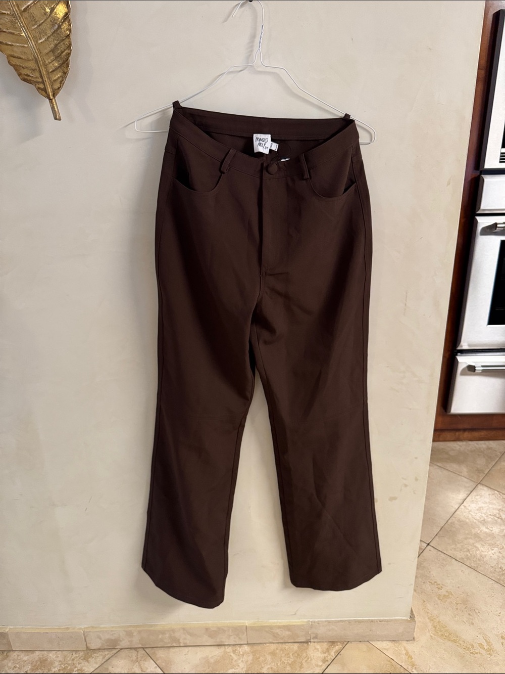 Princess Polly Men's Straight-Leg Chinos in Dark Brown
